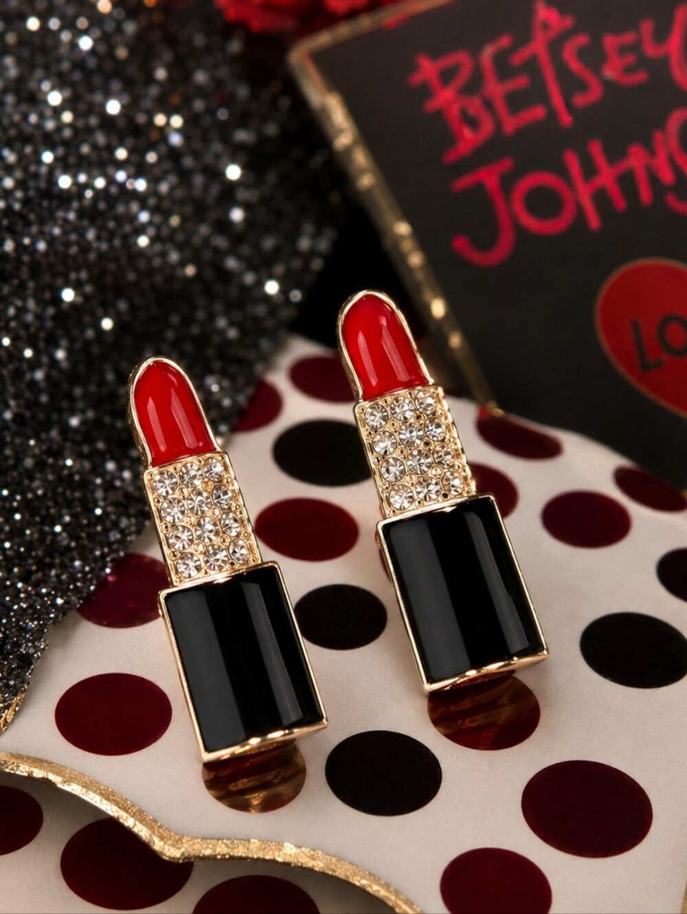 BETSEY JOHNSON LIPSTICK POST EARRINGS 👄